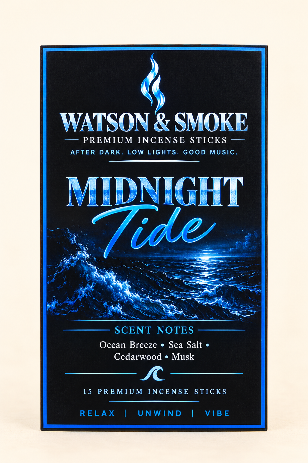 Midnight Tide incense label artwork