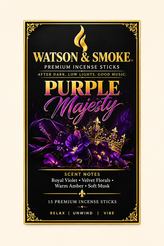 Purple Majesty incense label artwork