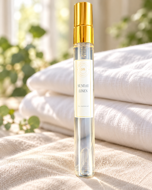 Sunday Linen 10 mL Discovery Room + Linen Mist in a lifestyle setting