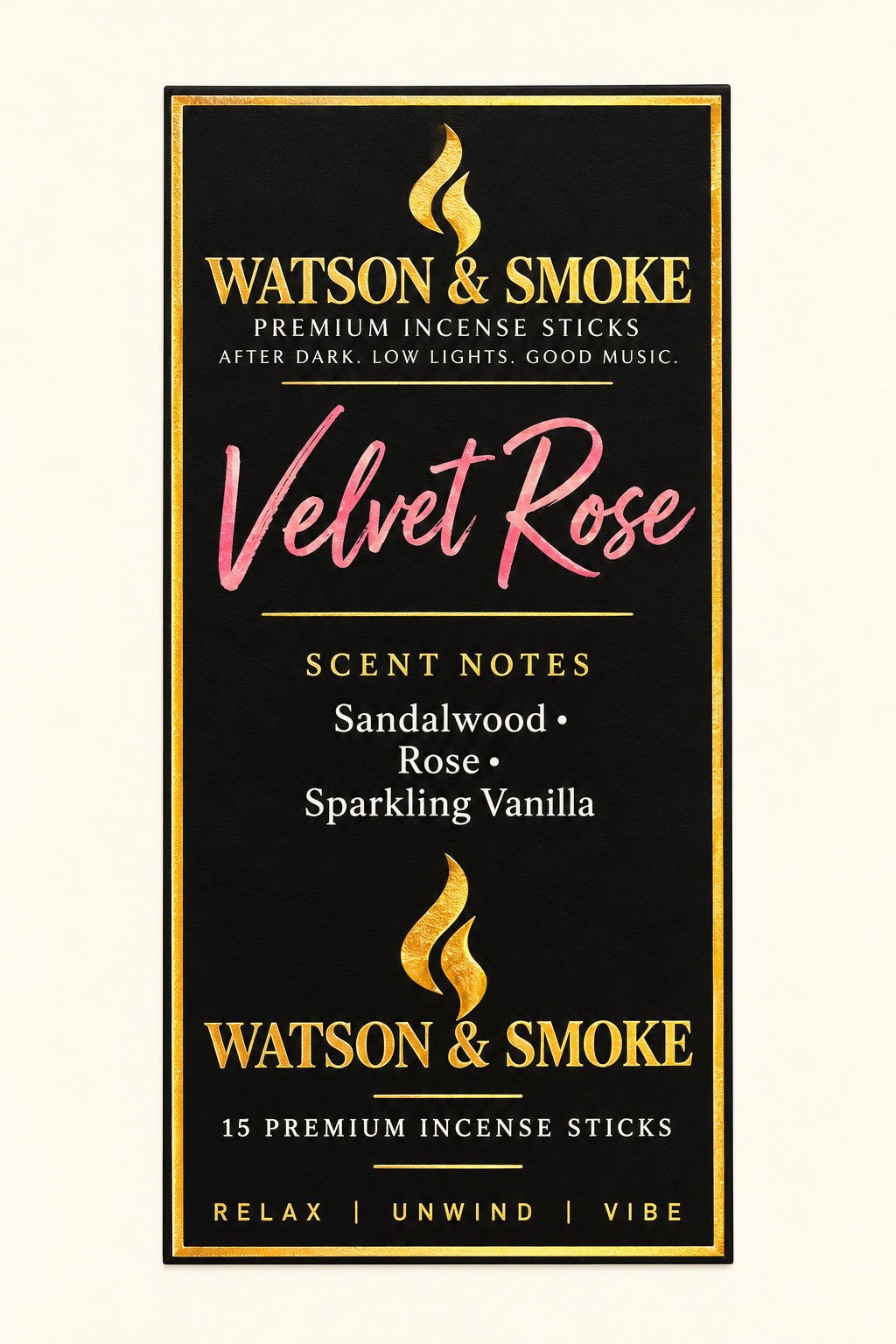 Velvet Rose incense label artwork