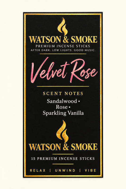 Velvet Rose incense label artwork