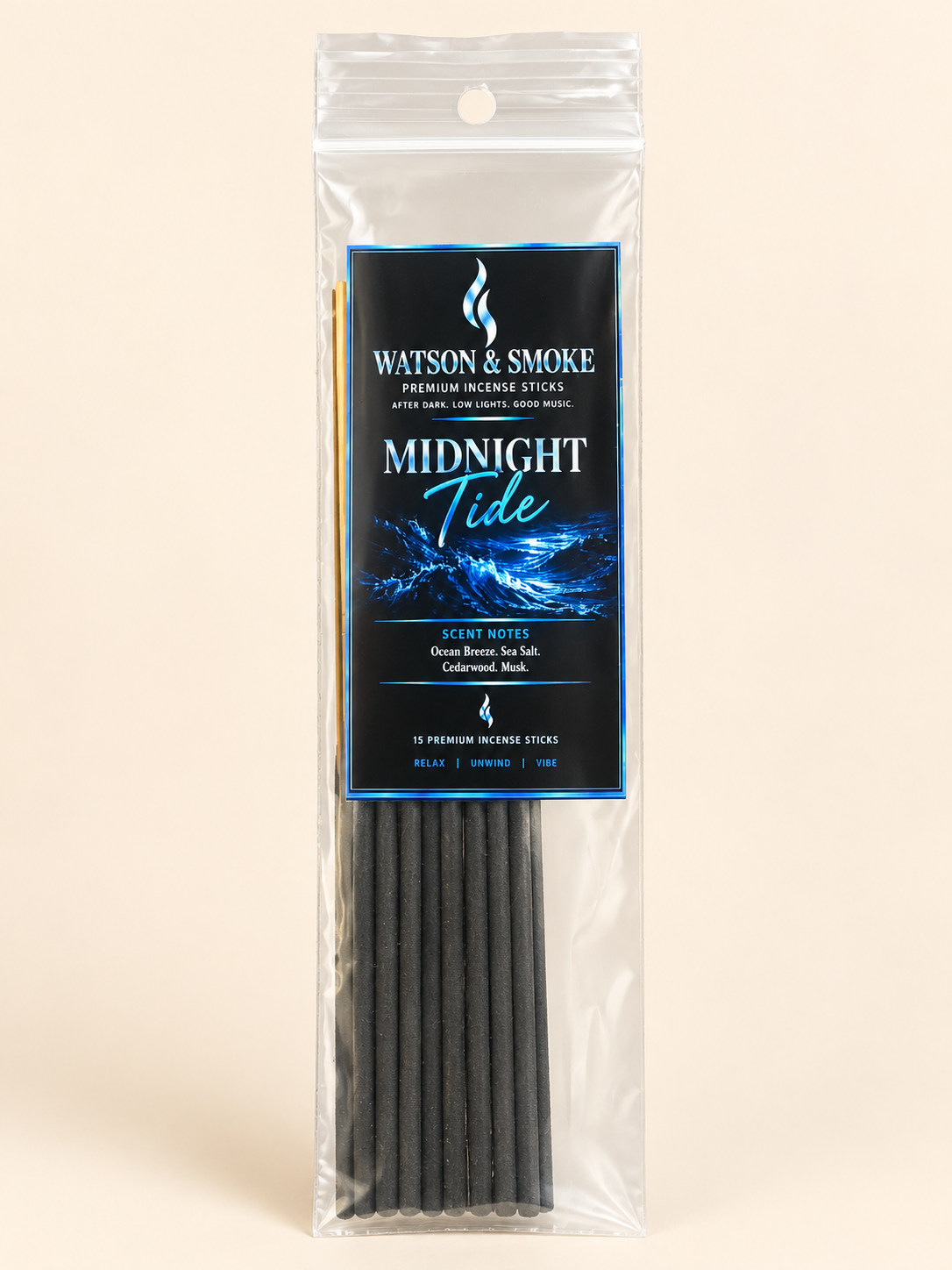 Watson & Smoke Midnight Tide — bag of 15 incense sticks