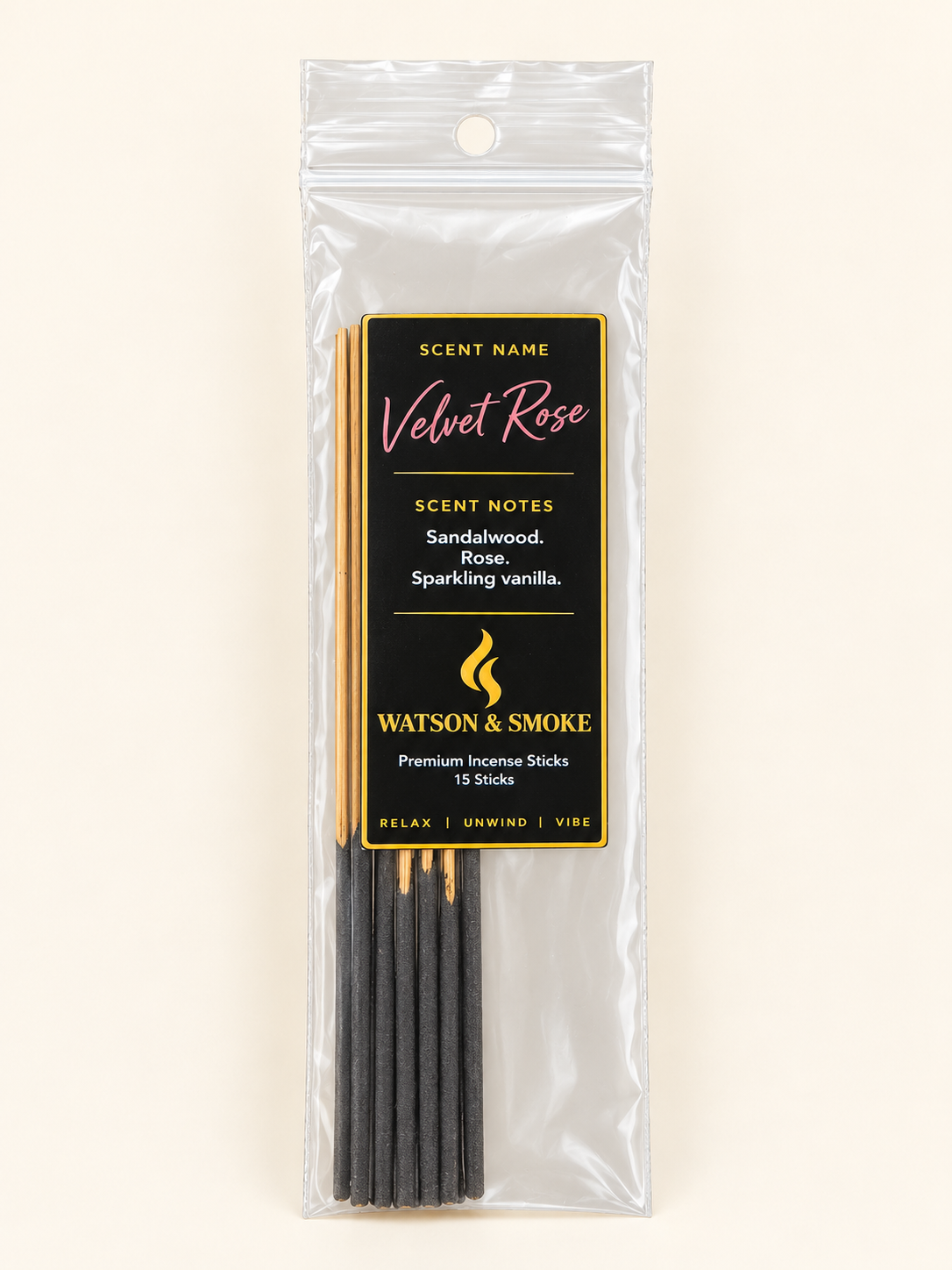 Watson & Smoke Velvet Rose — bag of 15 incense sticks